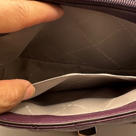 Michael Kors Quilted Vivianne Shoulder Bag in Plum with Silver Chain - Picture 14 of 16